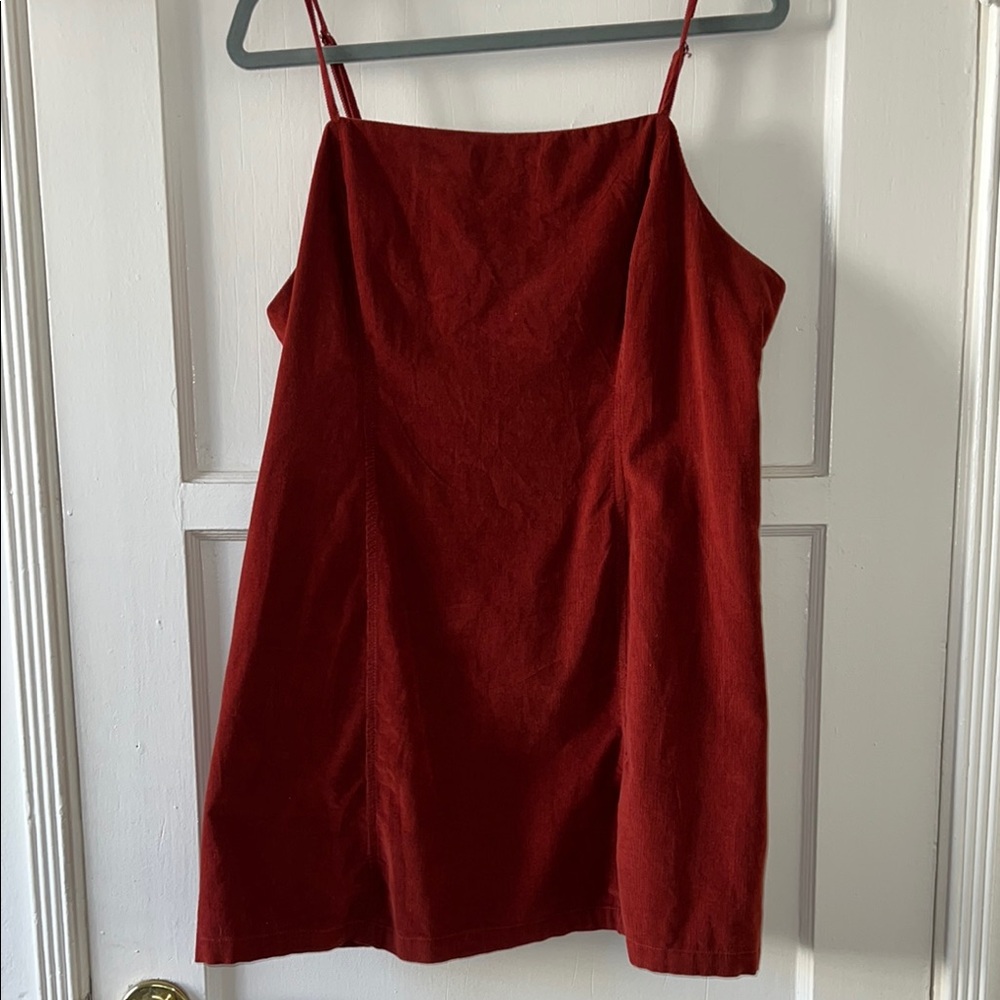 Corduroy Burnt Orange Spaghetti Strap Dress